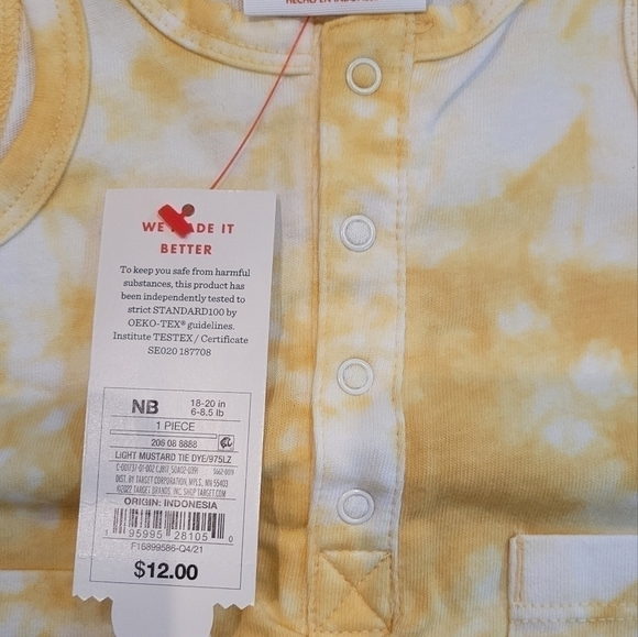 Newborn Baby Tie-Dye Henley Romper - Cat & Jack - Picture 6 of 6